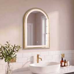 Ingham 65x45cm LED Arch Bathroom Mirror - Gold