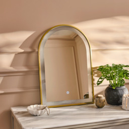 Ingham 65x45cm LED Arch Bathroom Mirror - Gold - thumbnail 2