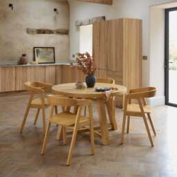 Charlotte Pale Oak Round Dining Table Set - 4 Seater - Ella Pale Oak Carver Chair - thumbnail 1