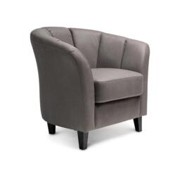 Florence Steel Grey Vegan Leather Armchair - Black Legs - thumbnail 5