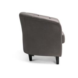 Florence Steel Grey Vegan Leather Armchair - Black Legs - thumbnail 6