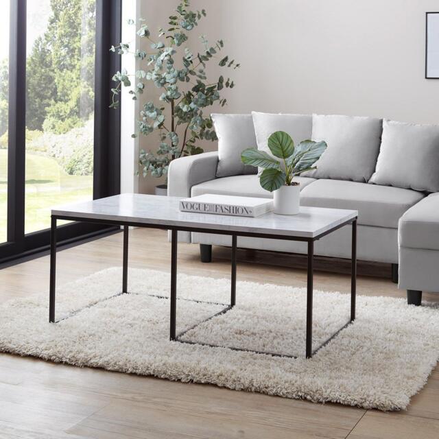 Jay Marble Effect Coffee Table - Black Frame - image 1