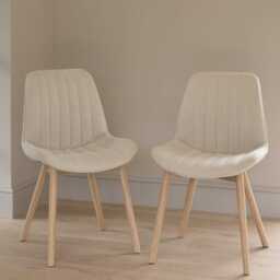 Amelia Whitewash Extending Dining Table Set - 6 Seater - Bella Light Beige Boucle Dining Chairs - Whitewash Legs - thumbnail 3