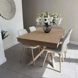 Amelia Whitewash Extending Dining Table Set - 6 Seater - Bella Light Beige Boucle Dining Chairs - Whitewash Legs - thumbnail 6