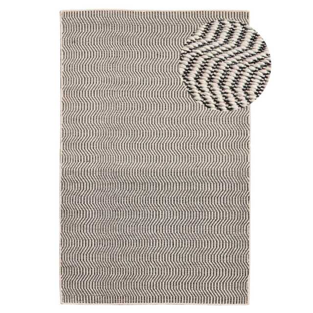 Alverton Clay & Black Geometric Wool with Cotton Rug - 160 x 230cm - image 1