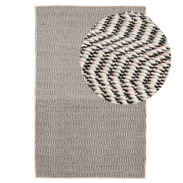 Alverton Clay & Black Geometric Wool with Cotton Rug - 160 x 230cm - image 1