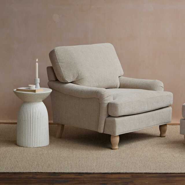 Brea Mink Taupe  Armchair - Whitewash Oak Legs - image 1