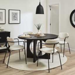 Luca Light Beige Boucle Dining Chairs - Set of 2 - Black Legs - thumbnail 2