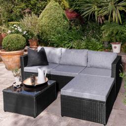 Weston 4 Seater Rattan Garden Corner Sofa Set - Black Weave - thumbnail 6