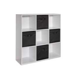 Cara 9 Cube Storage Unit - Chalk White Bookcase with Black Boxes - thumbnail 1