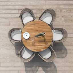 Willow 6 Seater Round Wooden Garden Dining Set - Hali Green Chairs - thumbnail 4