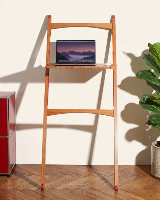 Leandesk Bamboo Folding Sit-Stand Desk – Compact Standing Desk, Space-Saving Sustainable Design Compact (660mm wide) - image 1