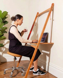 Leandesk Bamboo Folding Sit-Stand Desk – Compact Standing Desk, Space-Saving Sustainable Design Compact (660mm wide) - thumbnail 4