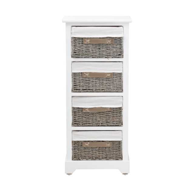 Casa Narrow Storage Unit with 4 Baskets, White & Grey