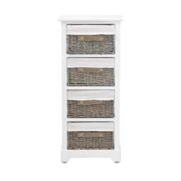 Casa Narrow Storage Unit with 4 Baskets, White & Grey