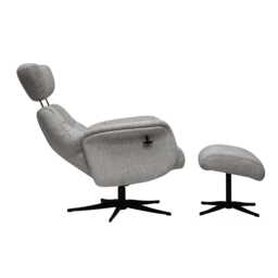 Casa Porto Fabric Swivel Chair & Footstool, Desert Sand - thumbnail 2