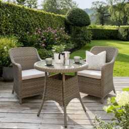 Kettler Charlbury Rattan Bistro Set, 2 Seater, Ivory