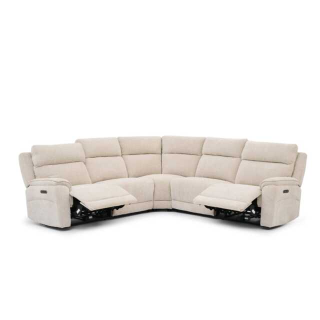 Casa Alex Fabric Power Recliner Corner Sofa with Head Tilt, Kansas Beige - image 1
