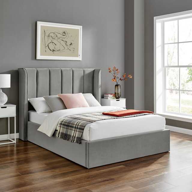 Casa Polly Ottoman Bed Frame, King, Silver - image 1