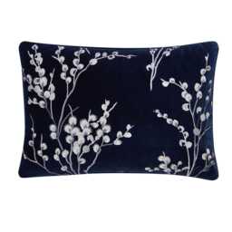 Laura Ashley Pussy Willow Embroidered Cushion, Midnight - thumbnail 2