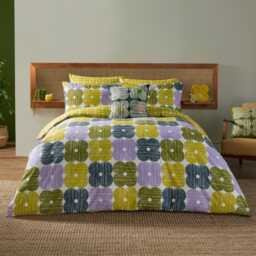 Orla Kiely Textured Flower Duvet Set, King, Lilac Moss