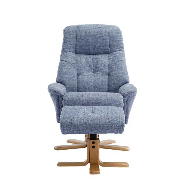 Casa Trento Fabric Recliner Swivel Chair & Footstool, Marine - image 1