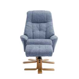 Casa Trento Fabric Recliner Swivel Chair & Footstool, Marine