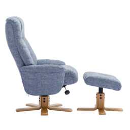Casa Trento Fabric Recliner Swivel Chair & Footstool, Marine - thumbnail 2