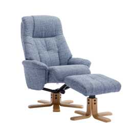 Casa Trento Fabric Recliner Swivel Chair & Footstool, Marine - thumbnail 3