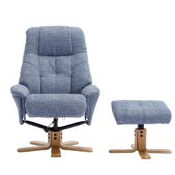 Casa Trento Fabric Recliner Swivel Chair & Footstool, Marine - thumbnail 4