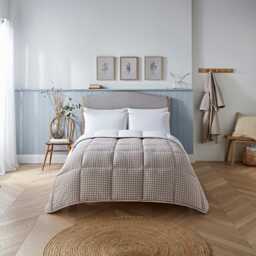 Night Lark by Fine Bedding Company Gingham Coverless Duvet Set, 10.5 Tog, Double, Natural