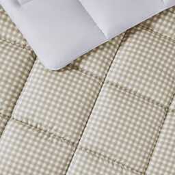 Night Lark by Fine Bedding Company Gingham Coverless Duvet Set, 10.5 Tog, Double, Natural - thumbnail 2