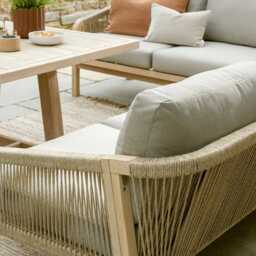 Kettler Cora Wooden Garden Corner Sofa Set, 8 Seater, White - thumbnail 3