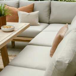 Kettler Cora Wooden Garden Corner Sofa Set, 8 Seater, White - thumbnail 2