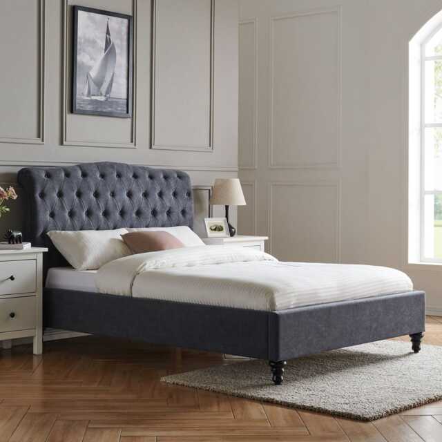 Casa Gerbera Bed Frame, Single, Dark Grey - image 1