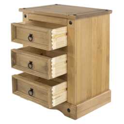Casa Connor 3 Drawer Bedside Cabinet, Pine - thumbnail 3