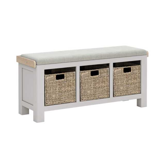 Casa Nantes Storage Bench with Cushion, Grey & Beige - image 1