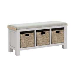 Casa Nantes Storage Bench with Cushion, Grey & Beige