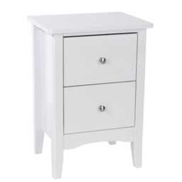 Casa Carla 2 Drawer Bedside Cabinet, White - thumbnail 1
