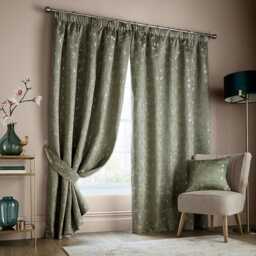 Ashley Wilde Hertford Pencil Pleat Curtains 168 x 229cm, Sage