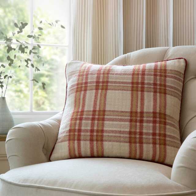 Laura Ashley Padbury Check Cushion, Olive - image 1