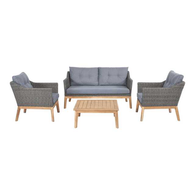 Pacific Lifestyle Larissa Wooden Garden Sofa Set, 4 Seater, Dark Grey - image 1
