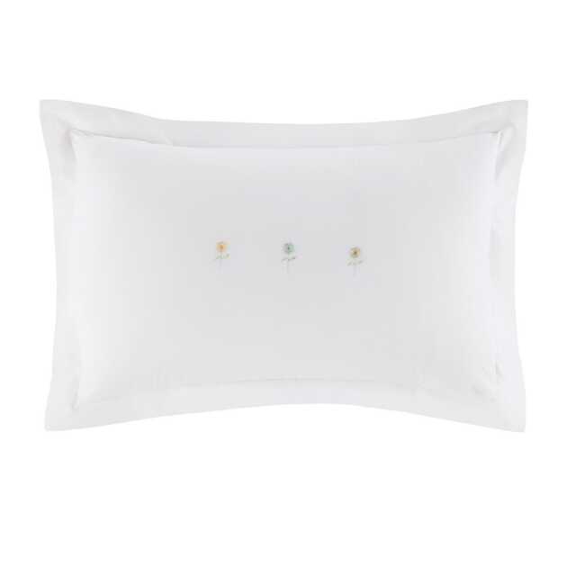 Sophie Allport Embroidered Sunflowers Pillowcase Pair, White