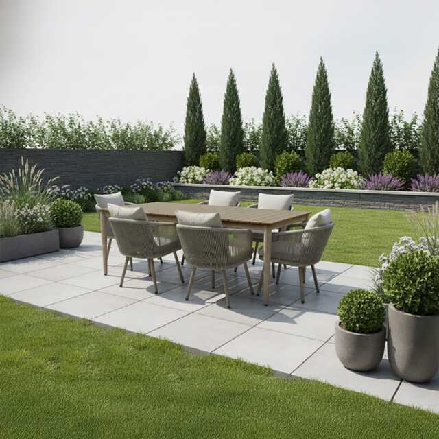 Casa Bali Aluminium Garden Dining Set, 6 Seater, Soft Beige - image 1