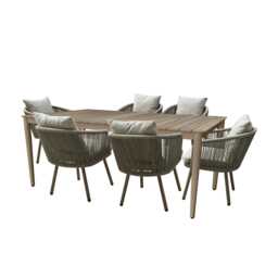 Casa Bali Aluminium Garden Dining Set, 6 Seater, Soft Beige - thumbnail 2