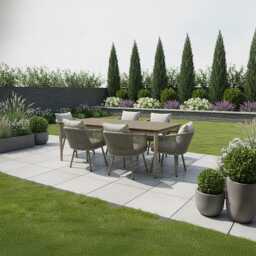 Casa Bali Aluminium Garden Dining Set, 6 Seater, Soft Beige