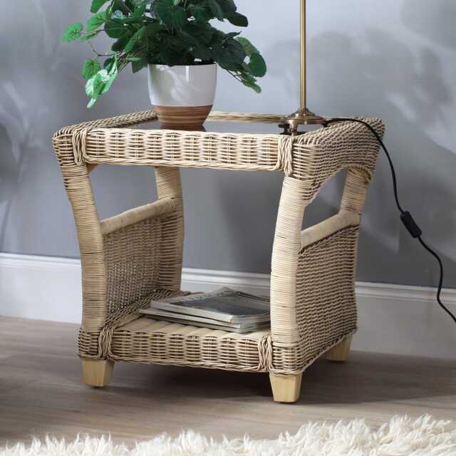 Desser Dijon Cane Lamp Table