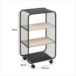 5five 3 Tier Rolling Storage Cart, Black - thumbnail 2