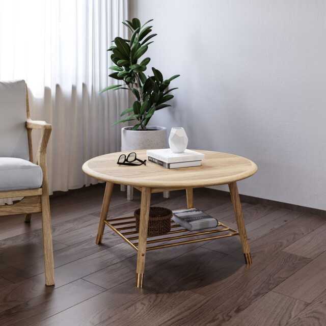 Casa Rise Round Coffee Table, Natural