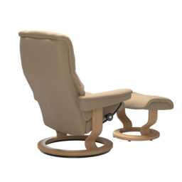 Stressless Mayfair Small Leather Recliner Chair & Footstool, Paloma Beige - thumbnail 2
